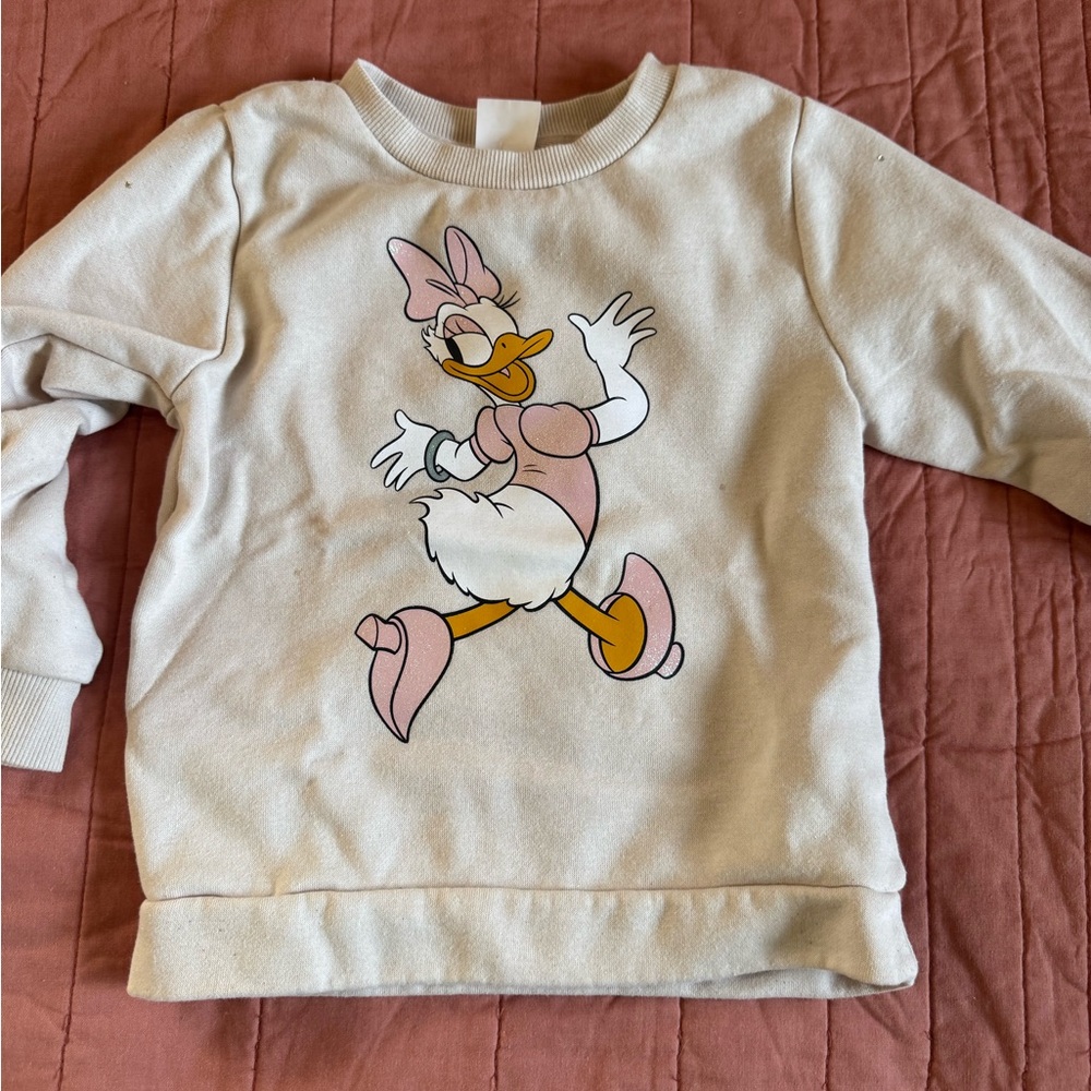 Disney Cream and Pink Daisy Duck Sweatshirt
